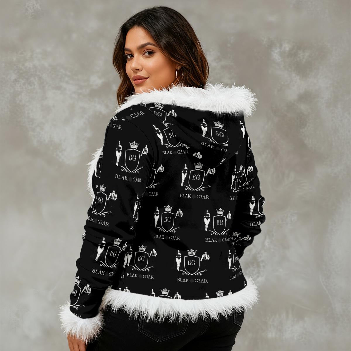 BLAK G3AR Women's Faux Fur Trim Hooded Jacket | Velvet