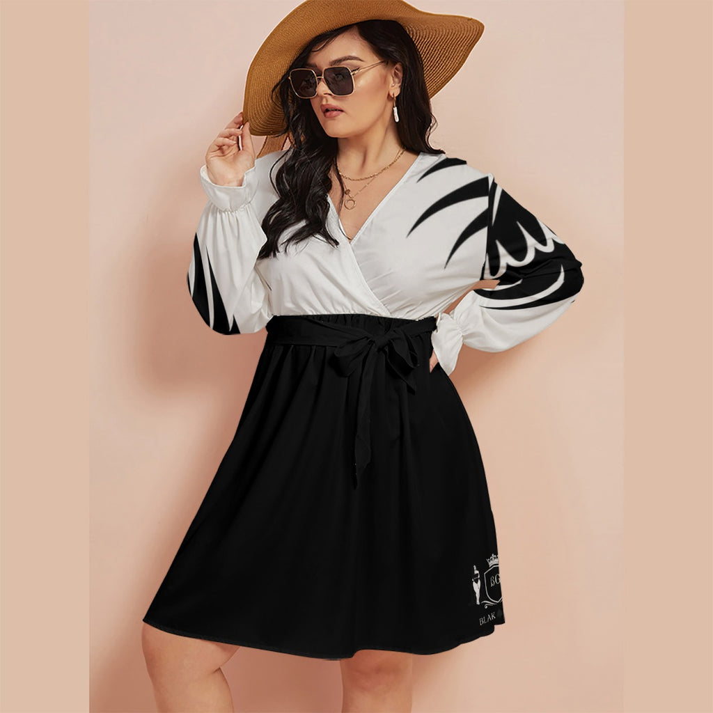 BLAK G3AR Women's V-neck Dress With Waistband (Plus Size)