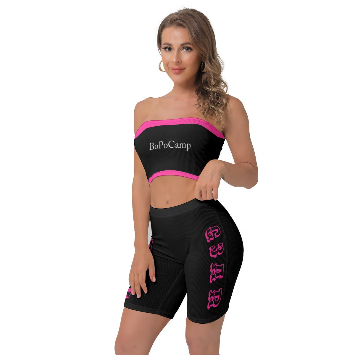 BLAK G3AR Women's Crop Tube Top Shorts Set
