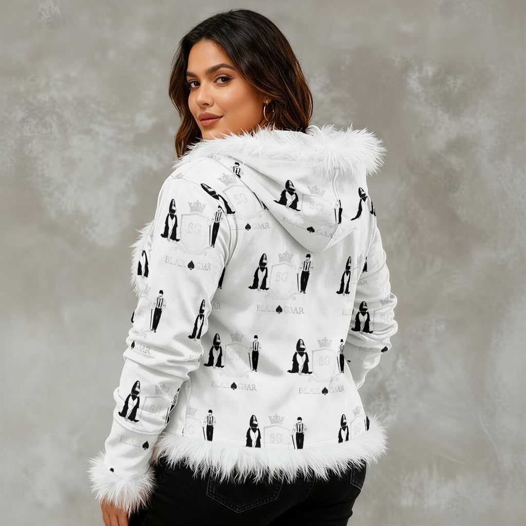 BLAK G3AR Women's Faux Fur Trim Hooded Jacket | Velvet