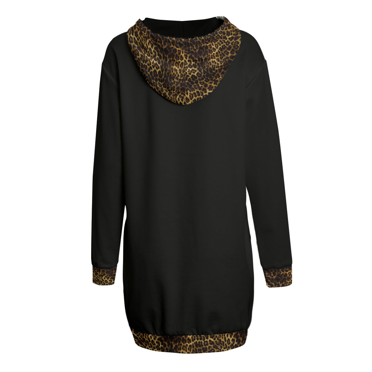 Women's Leopard Print Trim Hoodie Dress