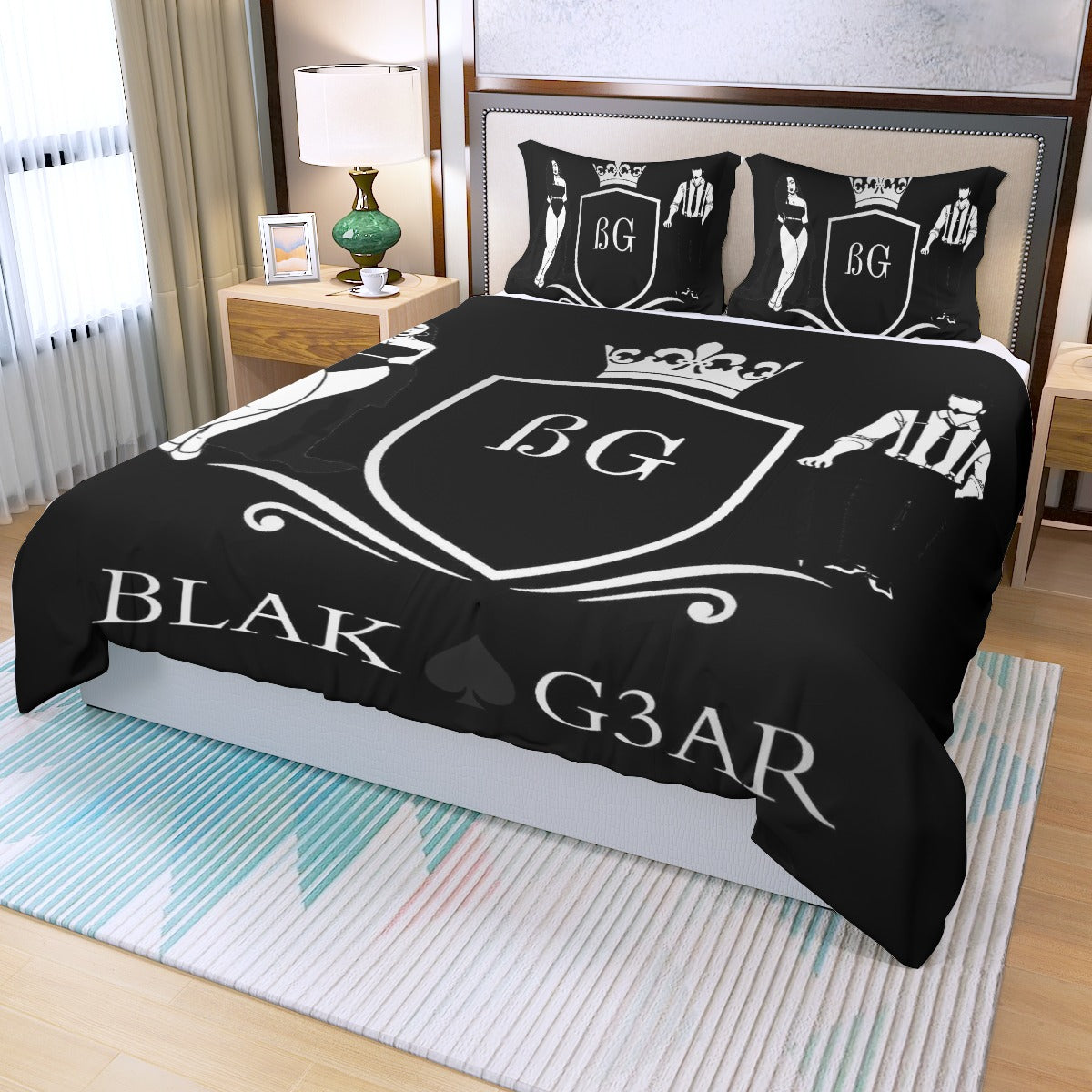 BLAK G3AR Three Piece Duvet Cover Set | Wide Fit