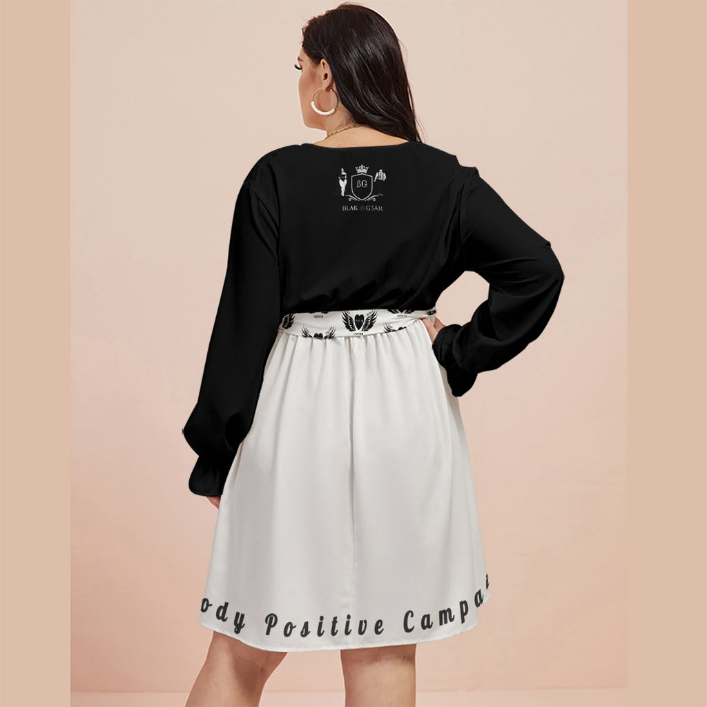 BLAK G3AR Women's V-neck Dress With Waistband (Plus Size)