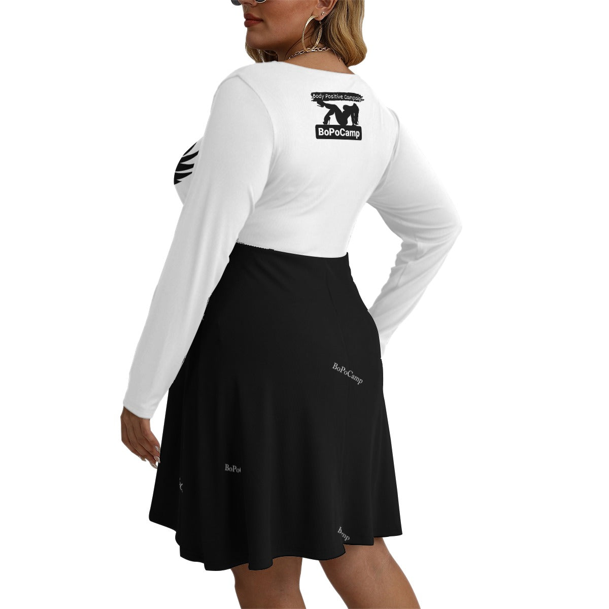 BLAK G3AR Women's V-neck Long Sleeve Dress (Plus Size)