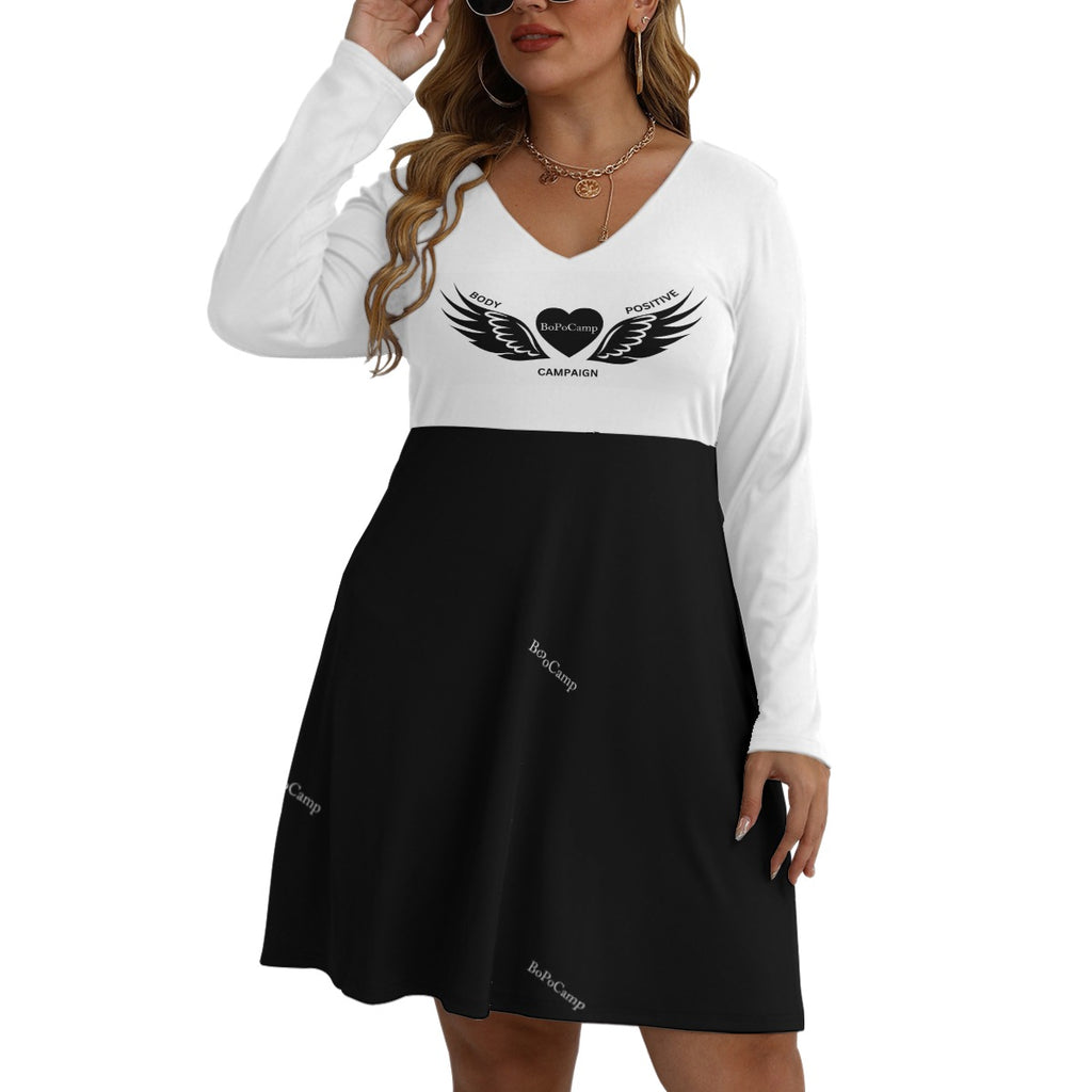 BLAK G3AR Women's V-neck Long Sleeve Dress (Plus Size)