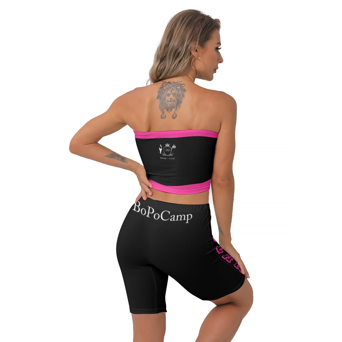 BLAK G3AR Women's Crop Tube Top Shorts Set