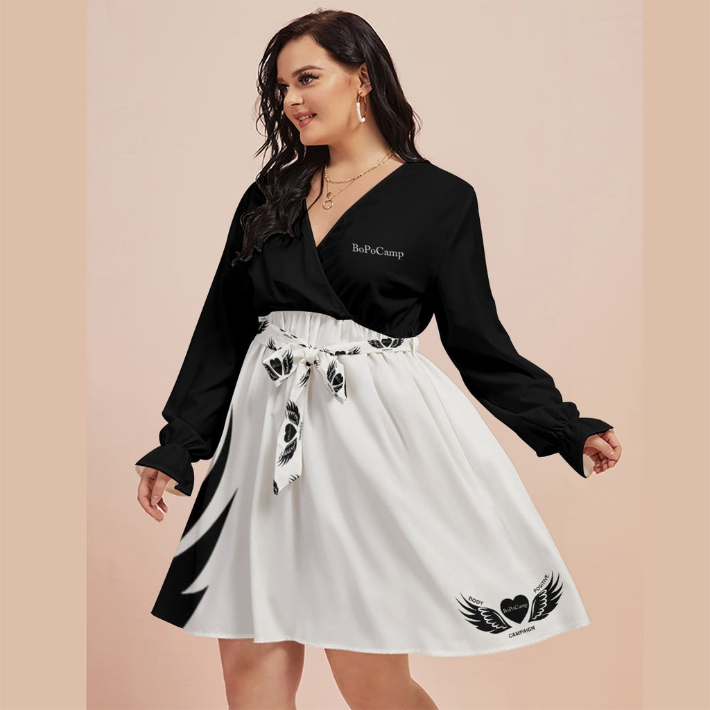 BLAK G3AR Women's V-neck Dress With Waistband (Plus Size)