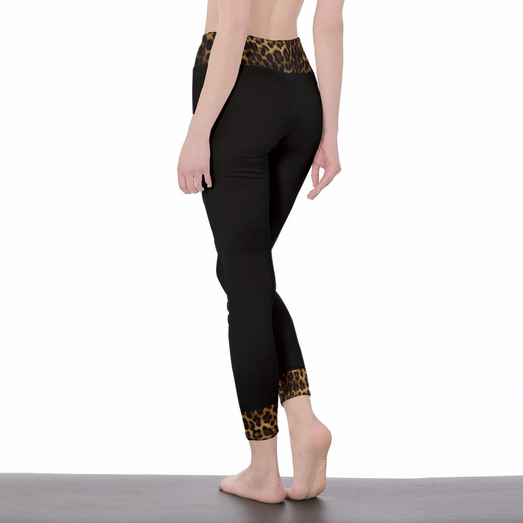 BLAK G3AR Women's High Waist Leopard Trim Yoga Leggings