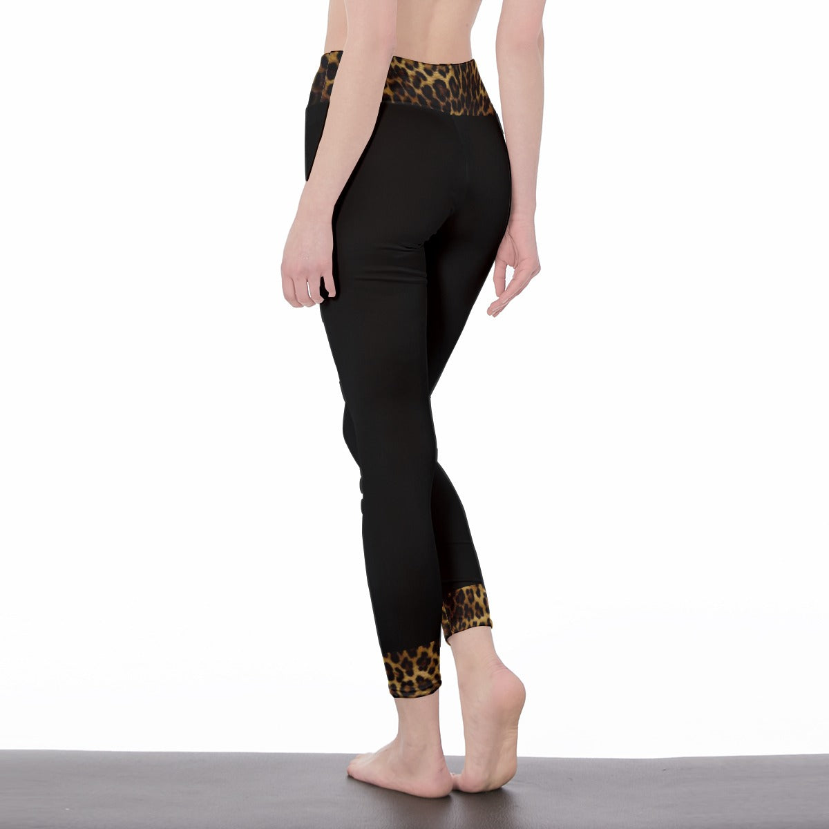 BLAK G3AR Women's High Waist Leopard Trim Yoga Leggings