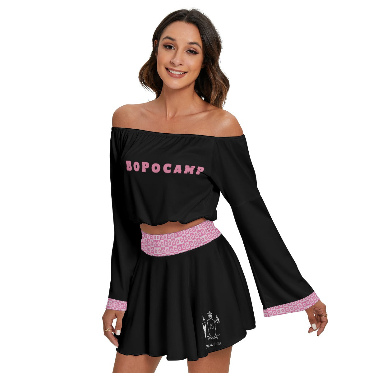 BLAK G3AR Women's Off-shoulder Top And Skirt Set