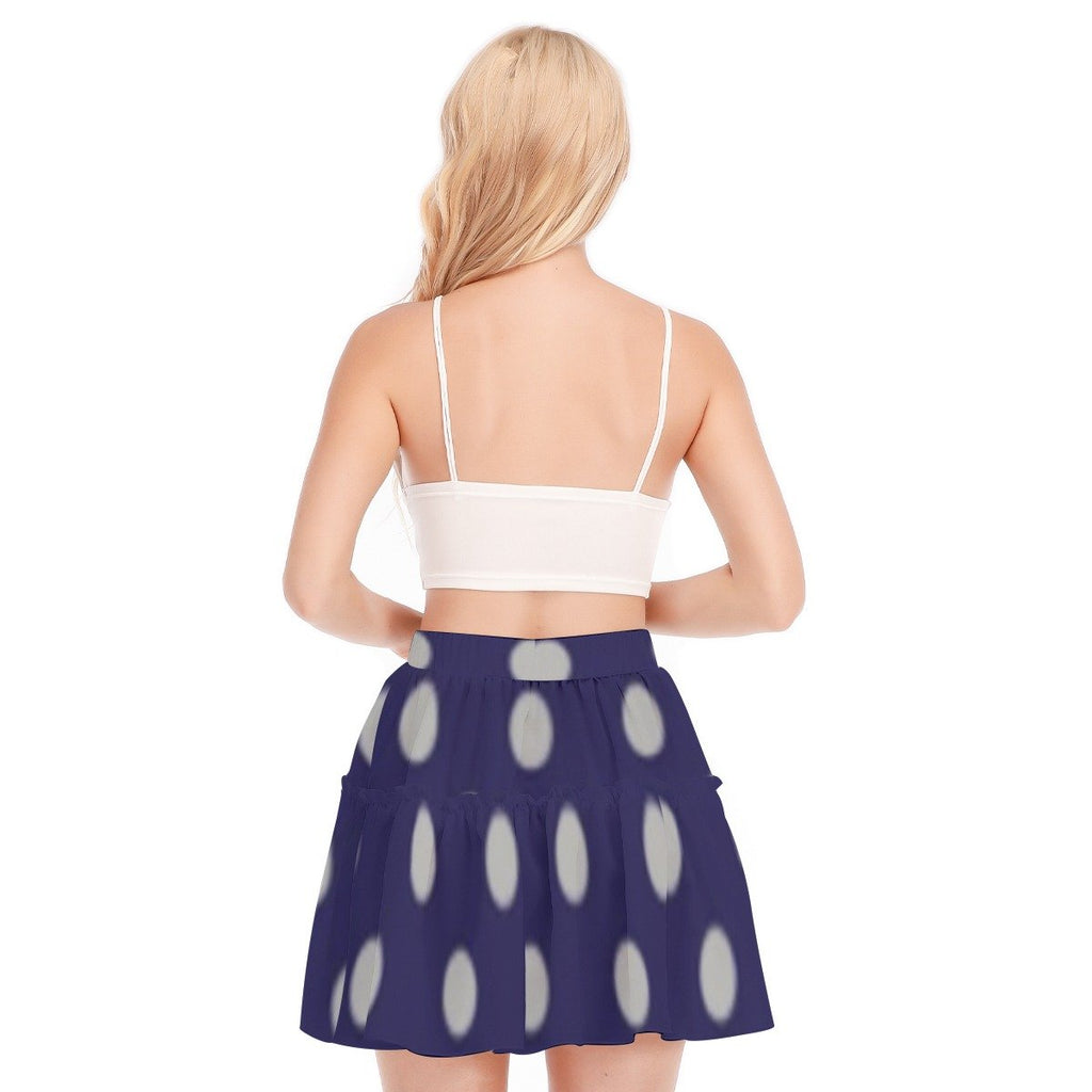 BLAK G3AR Navy Blue Polk-A-Dot Skirt Set