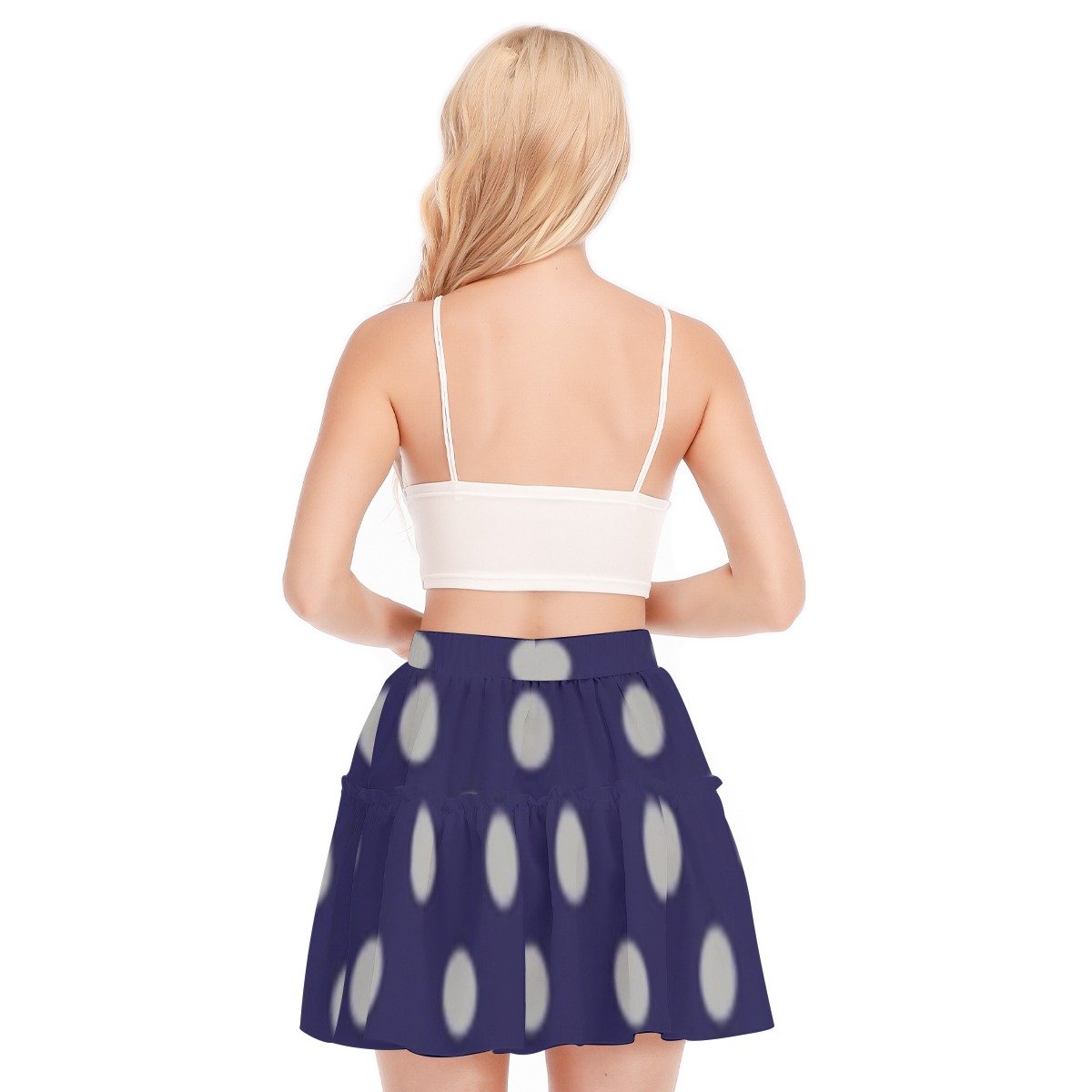 BLAK G3AR Navy Blue Polk-A-Dot Skirt Set