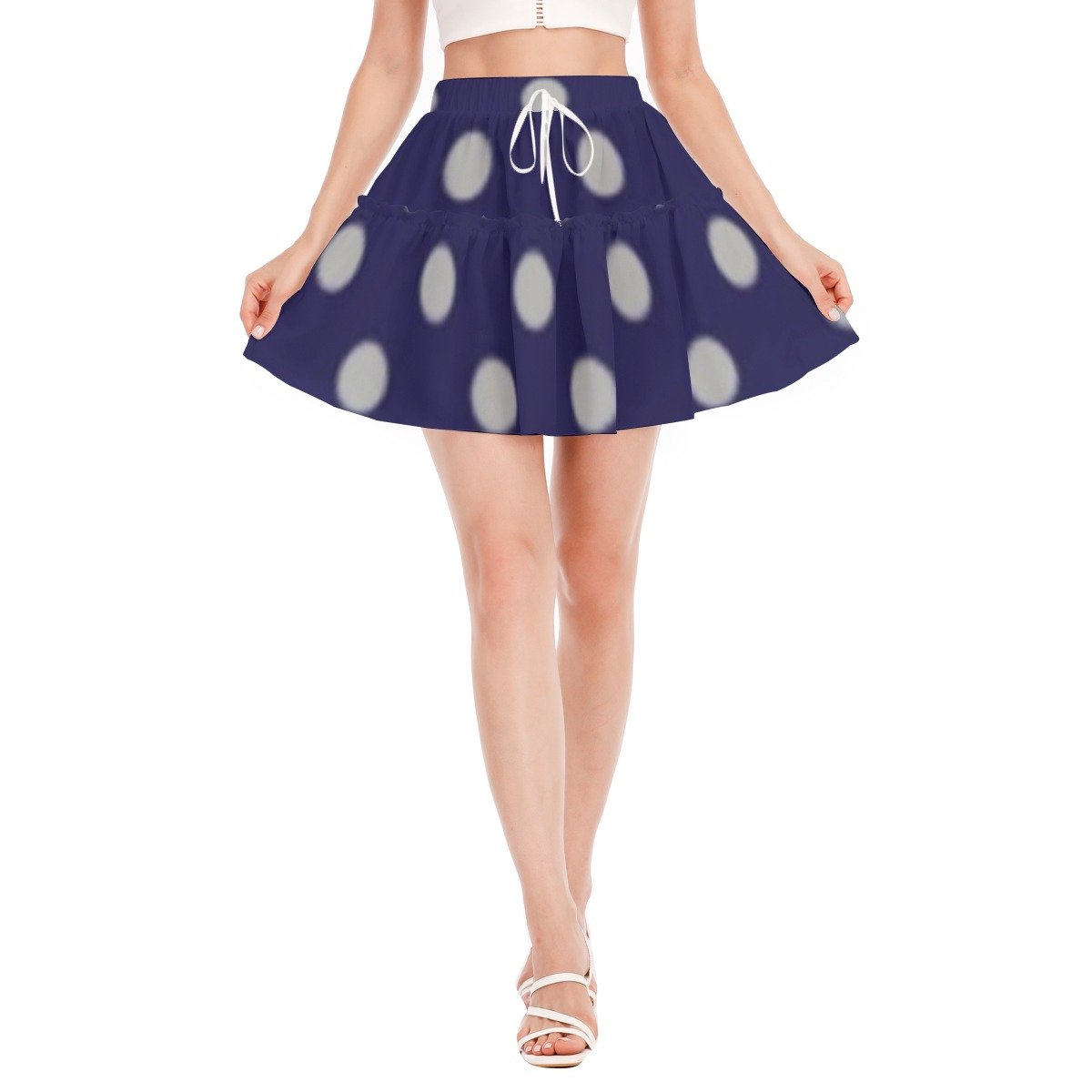 BLAK G3AR Navy Blue Polk-A-Dot Skirt Set