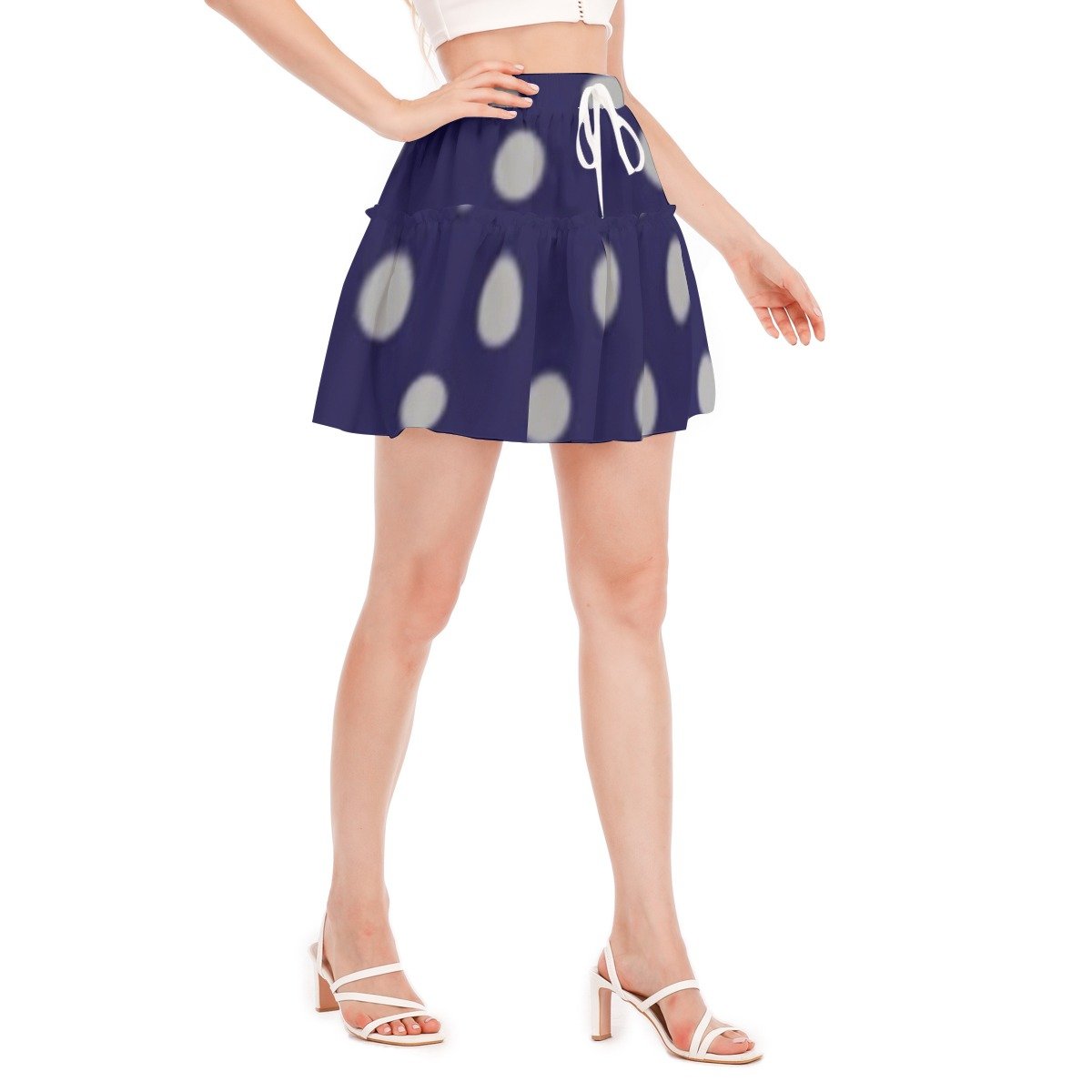 BLAK G3AR Navy Blue Polk-A-Dot Skirt Set